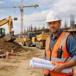 Construction Site with Heavy Equipment and Foreman-1